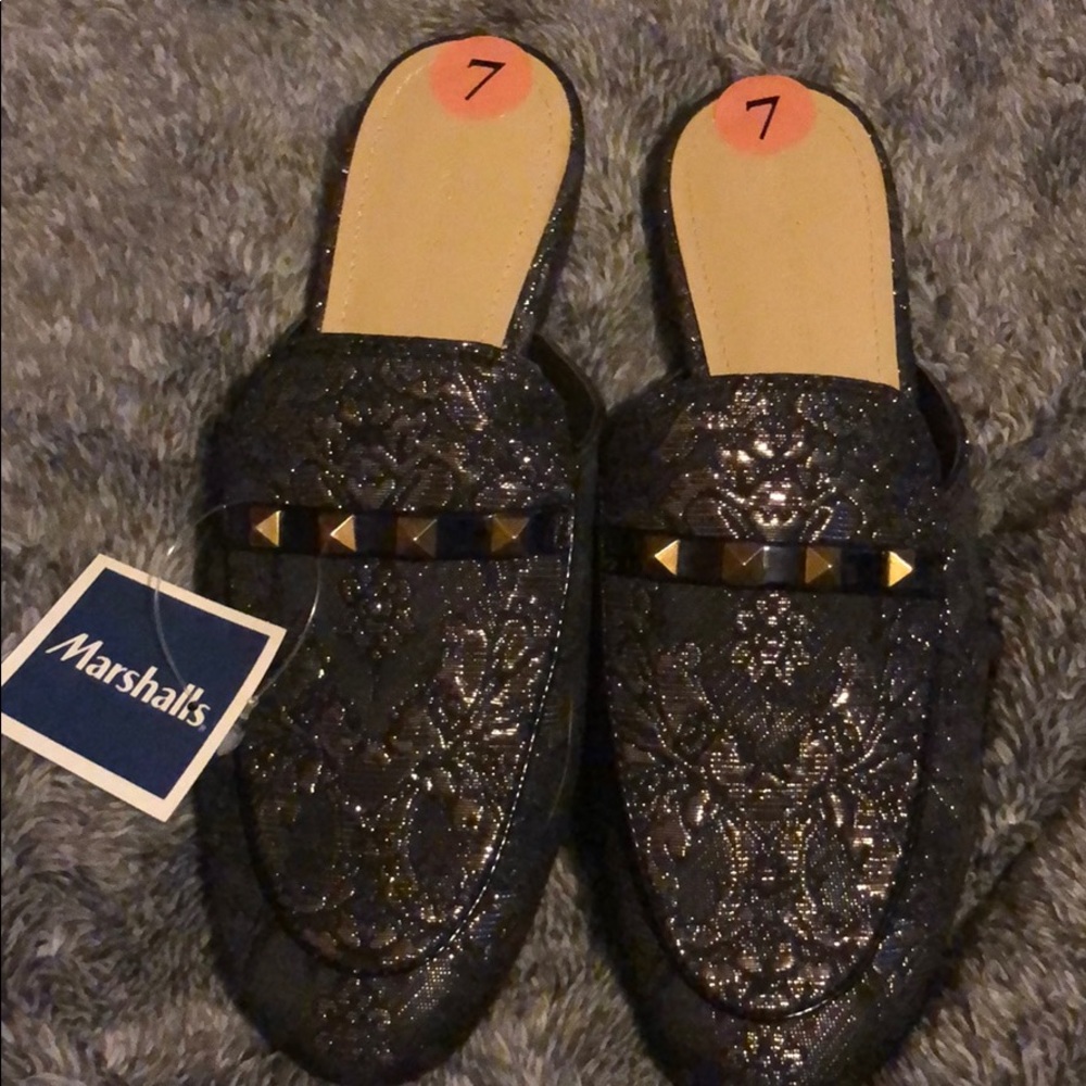 Marc Fisher Embroidered Studded Slip Ons